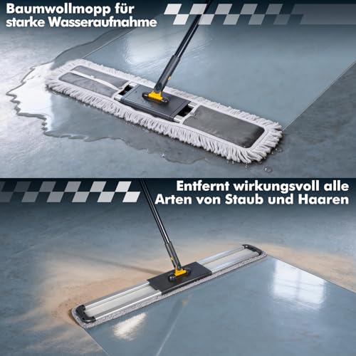 Thihome Bodenwischer, 90cm Breit Wischmopp, Professionelle Bodenwischer Set mit 2 Mikrofaser Pads...