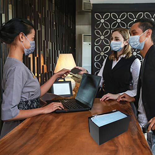 Image of Face Mask Dispenser | Acrylic Mask Box with Cover for Storing and Dispensing Personal Face Masks (Black)