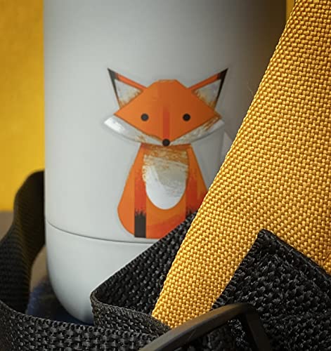 Smållo | Water Bottle With Cute Fox Design | Stainless Steel | Double Wall Insulated | Grey | 12Oz (12Oz_Fox) #TOP3