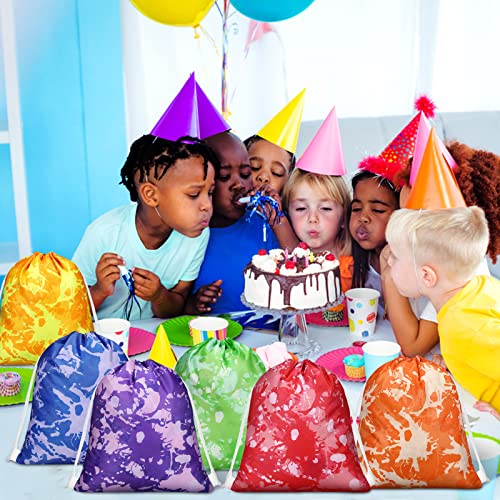 16 Pcs Tie Dye Bohemian Drawstring Bags Boho Drawstring Backpack Retro Mandala String Bags Birthday Theme Party Favor(Tie-Dye Style) #TOP4