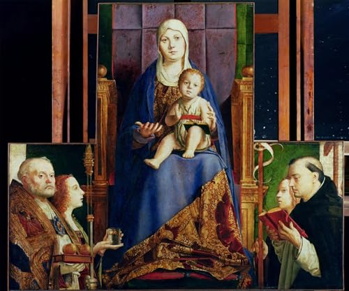 Pintura murales lienzo de Dama con San Nicolás de Bari para decoración del hogar y dormitorio