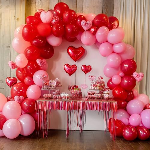 Image of RUBFAC 135pcs Red Balloons Different Sizes 18 12 10 5 Inch for Garland Arch, Latex Christmas Balloon for Birthday Party Wedding Decorations