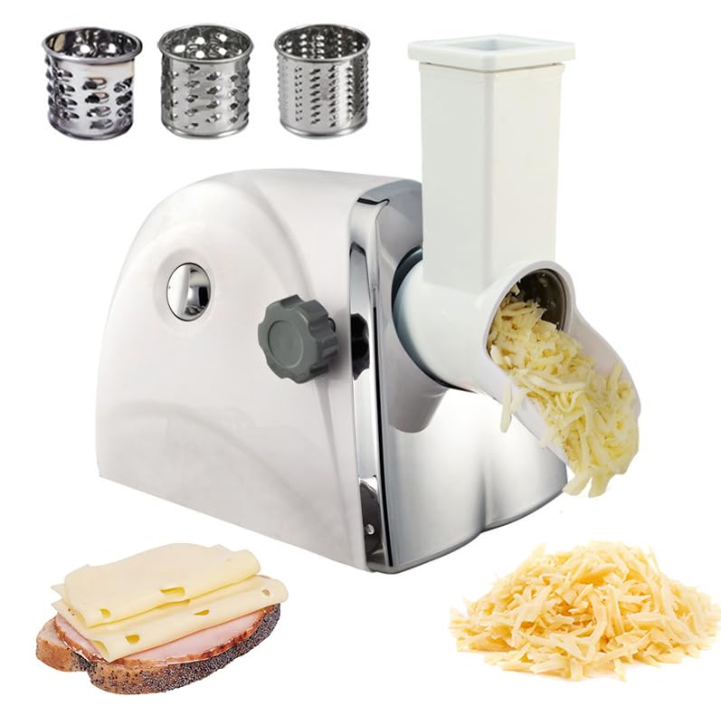 Struttura sicura e durevole: realizzata in plastica ABS per uso alimentare e dotata di tre lame affilate in acciaio inossidabile, questa grattugia elettrica per formaggio garantisce sicurezza e durata eccezionale per le attività quotidiane in cucina, rendendola uno strumento multifunzionale essenziale.
