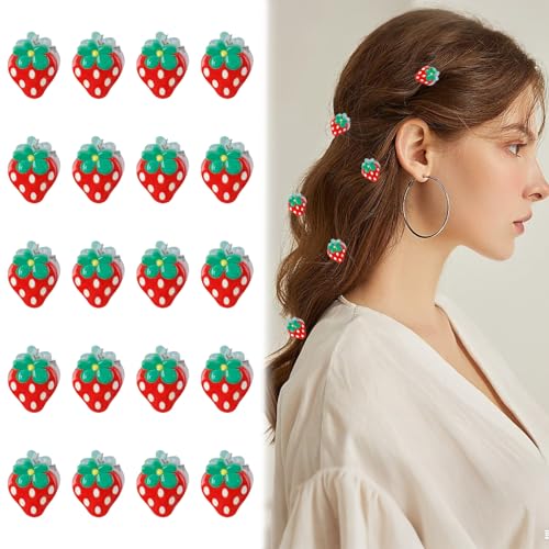 20 pinzas mini de fresa para el cabello miniatura 1
