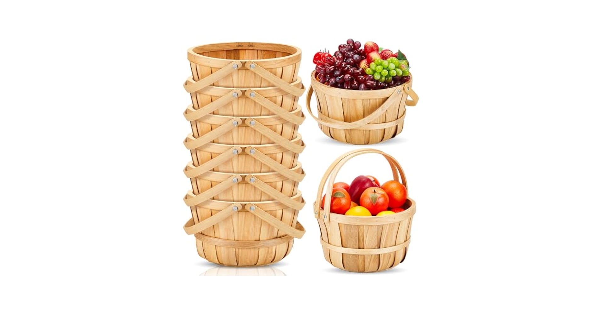 ウッドウィック　アップルバスケット Amazon.com: Marsui 6 Pcs Large Wooden Bushel Baskets 11 x