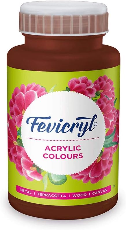 Fevicryl Acrylic Colour Dark Brown 500ml | Art & Craft, DIY, Rich Pigment, Non-Craking Paint for Canvas, Wood, Leather, Earthenware, Metal | Ideal for school projects, Hobbyists, Artists