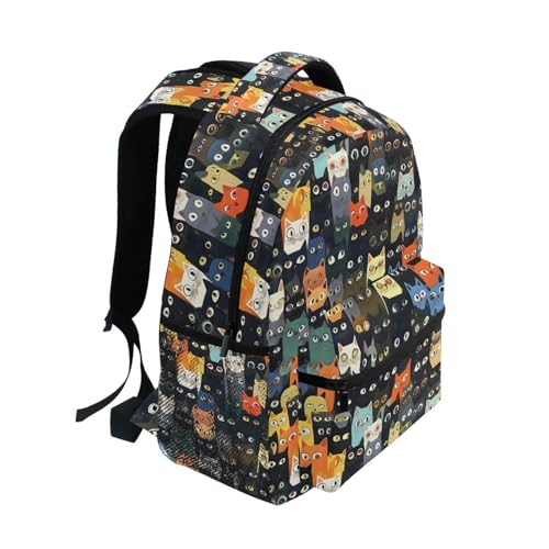 Colorful Cat Kitten Animal Hipster Backpack for School Boys Girls Adults Kids Bookbag Laptop Bag 15L2