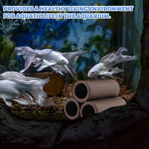 Zyiphor 3 Stück Keramik Aquarium Höhle, Garnelen Versteck, Welshöhle Aquarium Deko Höhle, Robustes Tonröhre, Fish Tank Zubehör für Züchter von Garnelen(Braun)