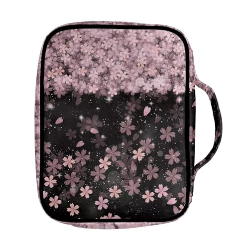 Coldinair Cherry Blossom Bible Cover Case for Women Girls,Cute Bible Tote Bag Bible Journaling Supplies Bible Study Accessories with Handle and Zippeded Pocket2