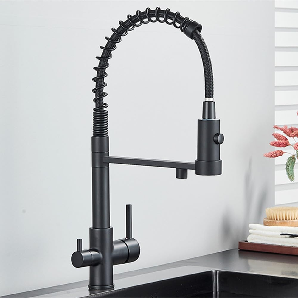 Robinet mitigeur d'eau de purification en laiton massif noir