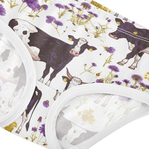 Wusikd Black White Cow Girls' Underwear Cotton Print Daisies Girls Briefs Soft Toddler Underwear 2T4