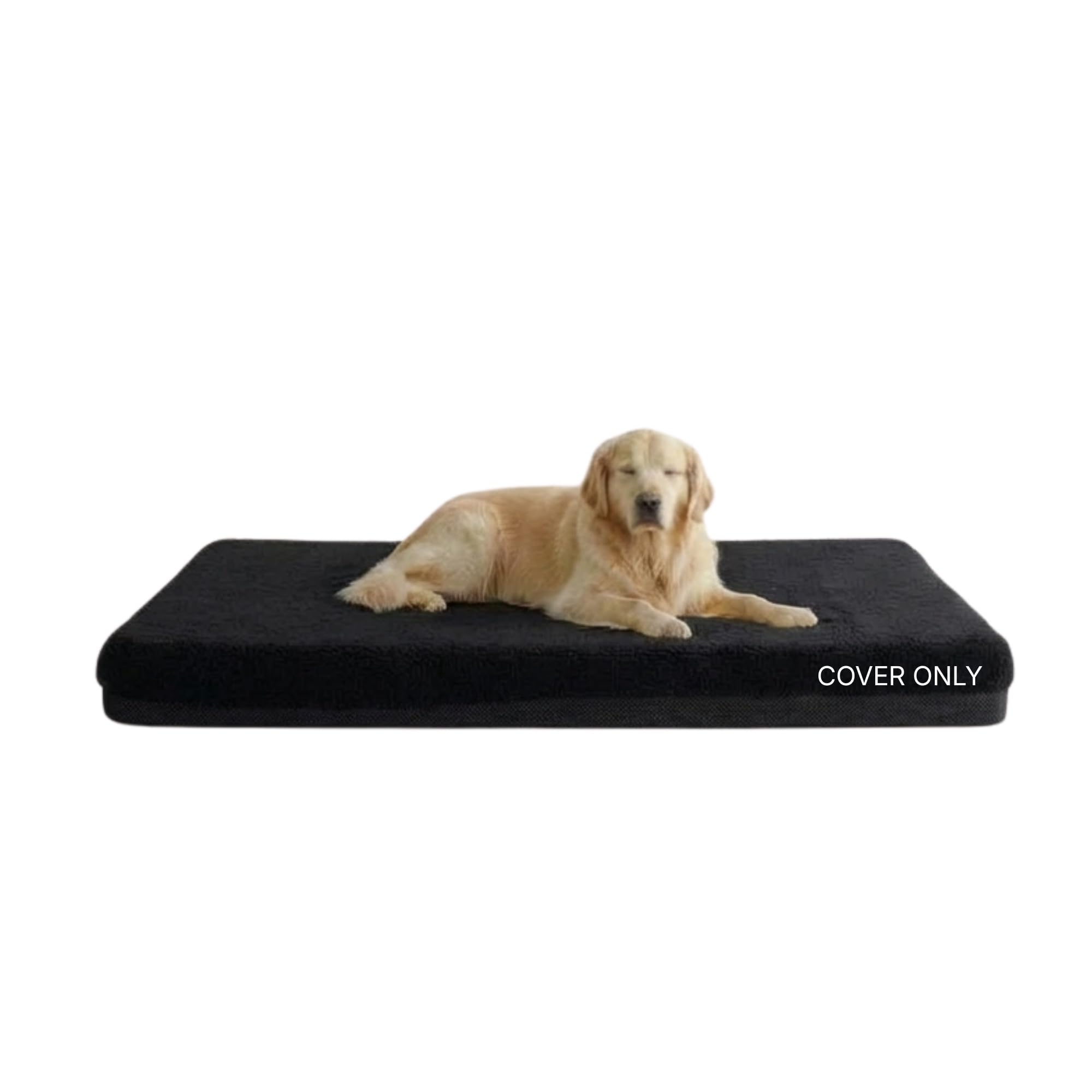 Kosiproducts Spare Replacement Dog Bed Non Slip Cover, 300gsm 100% Polyester Sherpa Fleece, Invisible Zip Fastening To Fit Dog Bed Size: [100cm x 100cm x 10cm, Black]