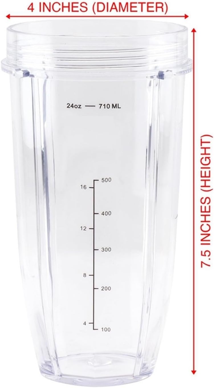 Mixer Replacement Parts, Compatible for Ninja, 2 Pcs 24oz Cups Come with Two Lids
