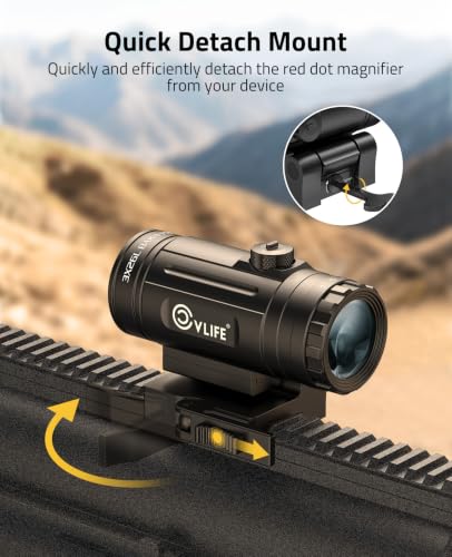 CVLIFE JackalHowl 25mm Obj 3X Red Dot Magnifier,QD Flip Side Mount - image 7