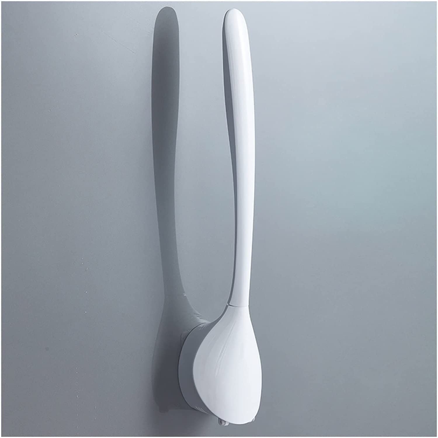 Brosse de toilette en silicone gris et son support mural pour salle de bain