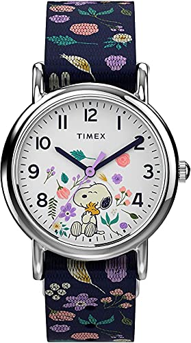 Timex TW2V45900 レディース ウィークエンダー 31mm ミニ ピーナッツ フローラルバンド 3針 アナログ腕時計, クラシック