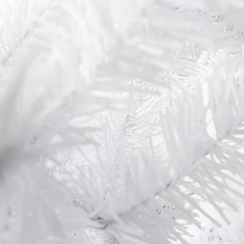 Miniatura 5 de Árbol de Navidad blanco de 7 pies, árbol de Navidad delgado con patas de hierro, árbol de Navidad plateado con 950 ramas