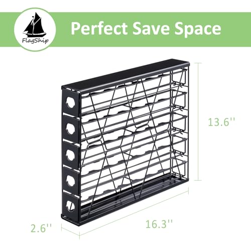 Image of FlagShip 5-Tier Corner Coffee Pod Organizer for K Cup - 40 Capsules Metal Storage, Space-Saving Kitchen Countertop Rack Wall Mountable