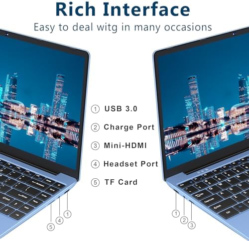 Pc Portable Wifi 5g RUZAVA Ordinateur Portable 14" - Celeron N5095, 8Go RAM, 256Go SSD, Win11 - PC Portable Léger Avec Souris Sans Fil Ordinateur Portable 14 Pouces Celeron