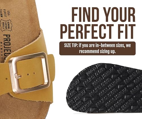 Image of Project Cloud 100% Genuine Leather Sandals Women Dressy Beach Essentials Slides for Women Footwear - Lightweight with Memory Foam Insole Sandals for Women 2026 - Womens Slides