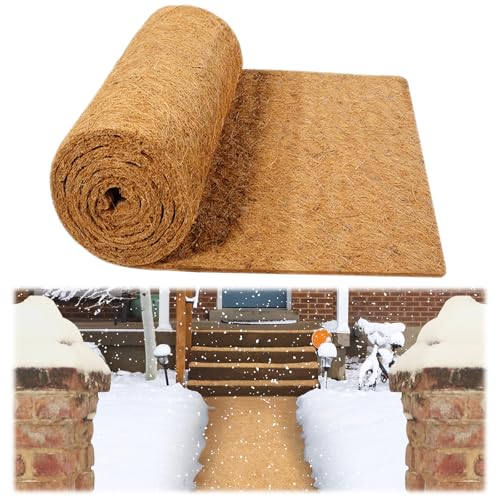 COZYDIG 1 Roll No-Slip Ice and Snow Carpet Mats,16x80 Inch Coconut Coir Liner Roll Natural Coconut Fiber Anti-Slip Coco Coir Carpet Mat for Garden,Front Door,Stairs,Porch Outdoor Safer Walking