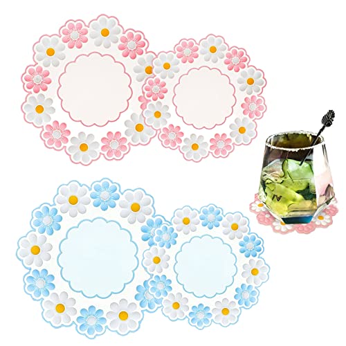 Sottobicchieri In Silicone 4 Pezzi - 10x10 Cm, Bianchi, Antiscivolo E Isolanti