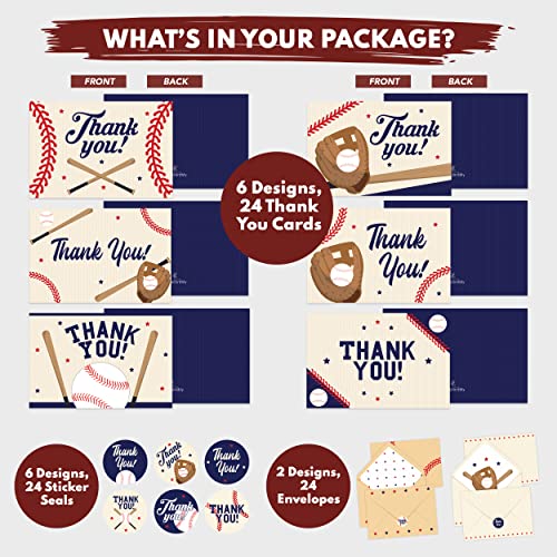 24 Baseball Thank You Cards With Envelopes Baseball - 6 Designs Sports Thank You Cards Kids, Kids Thank You Cards With Envelopes, Baseball Cards, Thank You Cards For Kids, Kid Thank You Notes Kids #TOP1