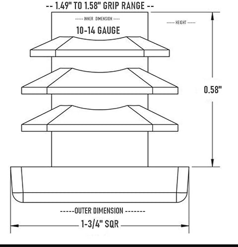 Miniatura 5 de SBDs (paquete de 4) Tapón cuadrado de plástico de 1-34 pulgadas -1.75, 14 20 Ga para interior ID 1.59"-1.68" Tapa de extremo de tubería  Insertos