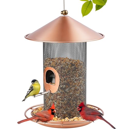 Samhe Bird Feeder for Outdoor, Metal Wild Bird Feeder Hanging Outside, 7.5