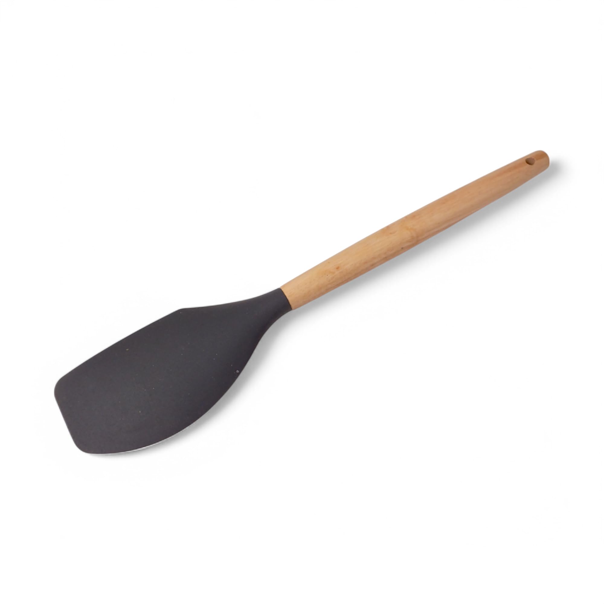 Deconox Bambu Saplı Silikon Dar Sıyırma Spatulası, Bambu Uzun Silikon Dar Spatula 27cm 3 Renk Seçenekli (KREM)