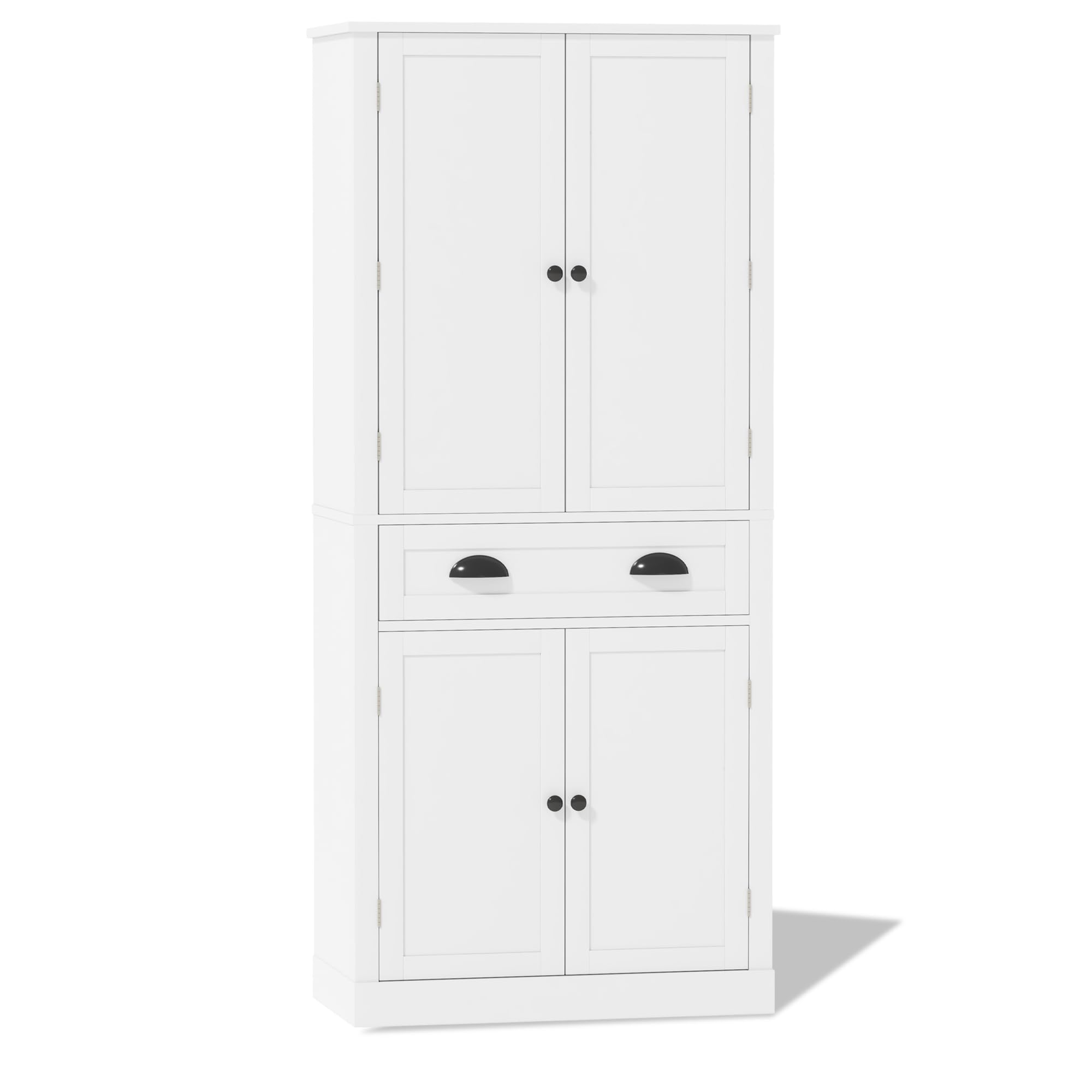 SACOOL Armadietto a 4 ante e 1 cassetto, 2 ante con ripiani, 6 scomparti e 4 ripiani regolabili, adatto per cucina, sala da pranzo e soggiorno, bianco