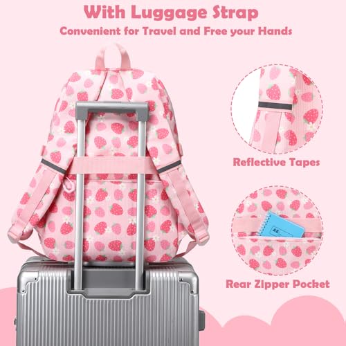 Kimwadalh Strawberry Backpack for Girls with Lunch Bag & Pencil Case Set — view 5
