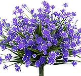 Características: Flores falsas para exteriores aprox. 24 cm de ancho x 33 cm de largo. Cada ramo tiene 7 tallos flexibles y hojas arbustas.
