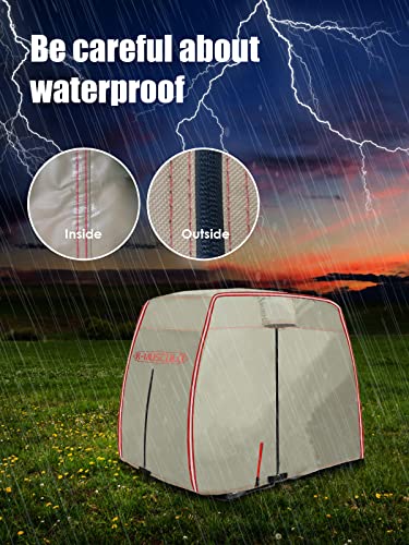 K-Musculo Golf Cart Cover 2-4 Passenger, Fits Ezgo, Club Car, Yamaha, Heavy Duty 600D Waterproof Windproof Sunproof Outdoor All-Weather Polyester(Khaki) #TOP7