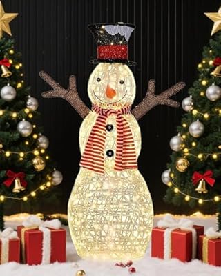 44'' Christmas Outdoor Lighted Snowman Yard Xmas Decorations Indoor or Outdoor Holiday Decoration Figure Light up Snowman for Party Festival Decor Indoor/Outdoor Garden Lawn and Front Yard