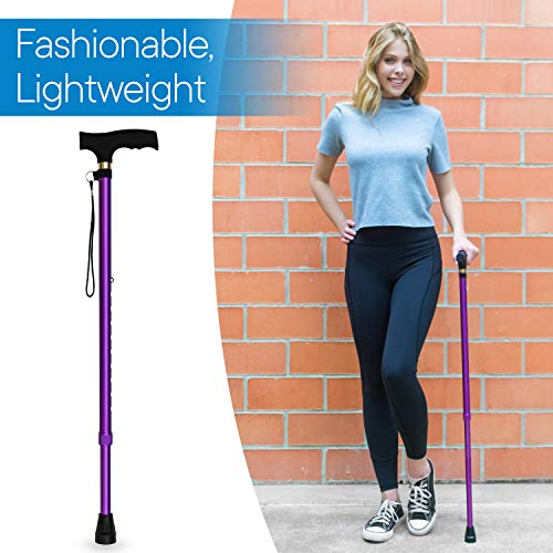 RMS Walking Cane - Adjustable Walking Stick - Lightweight Aluminum Offset Cane with Ergonomic Handle and Wrist Strap - Ideal Daily Living Aid for Limited Mobility (Lavender) - Thumbnail 2