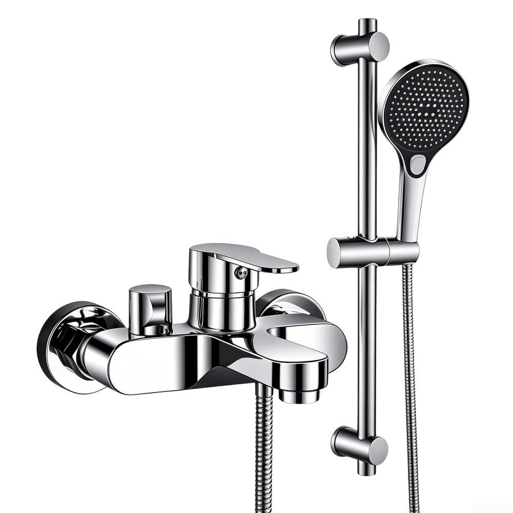 Miscelatore per vasca da bagno in rame massiccio aperto lateralmente con 3 impostazioni di pressione e compatibilità di installazione standard da 15 cm (A)