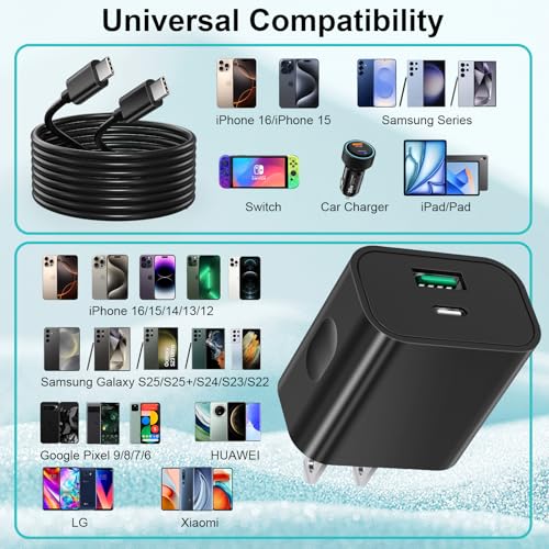 Bloc de charge USB C compact 20W double sortie PD3.0 avec cordon de recharge inclus - 6