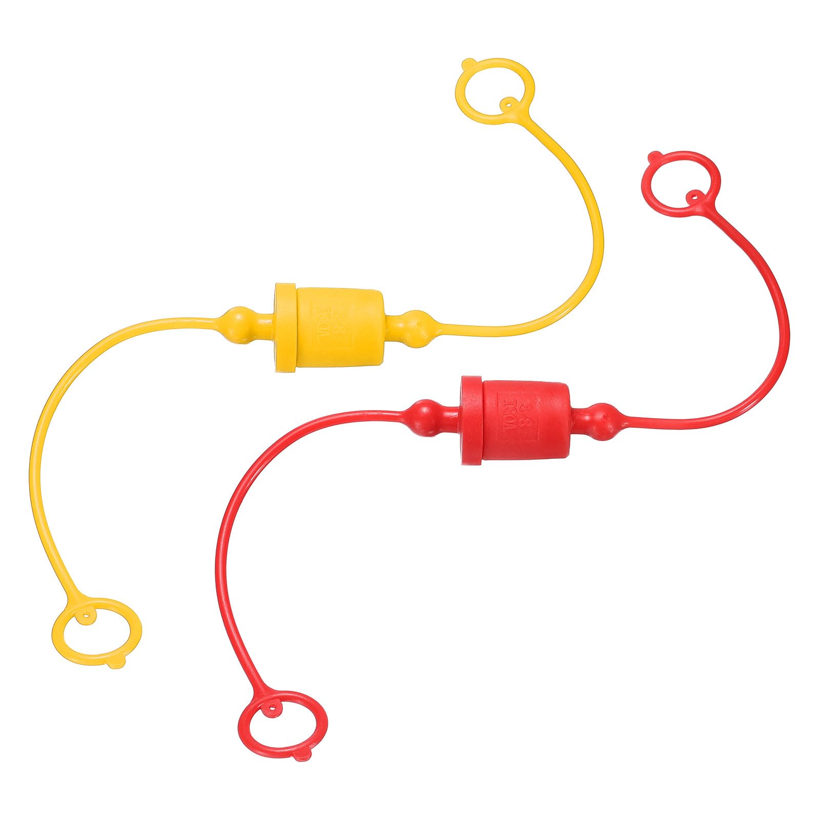 HARFINGTON 2Sets 3/8 Hydraulic Hose Dust Cap and Plug Kit, ISO-A Male Dust Cap &amp; Female Plug Cover Quick Disconnects Air Coupler Cover Port Plug Fittings with Retention Ring, Red/Yellow