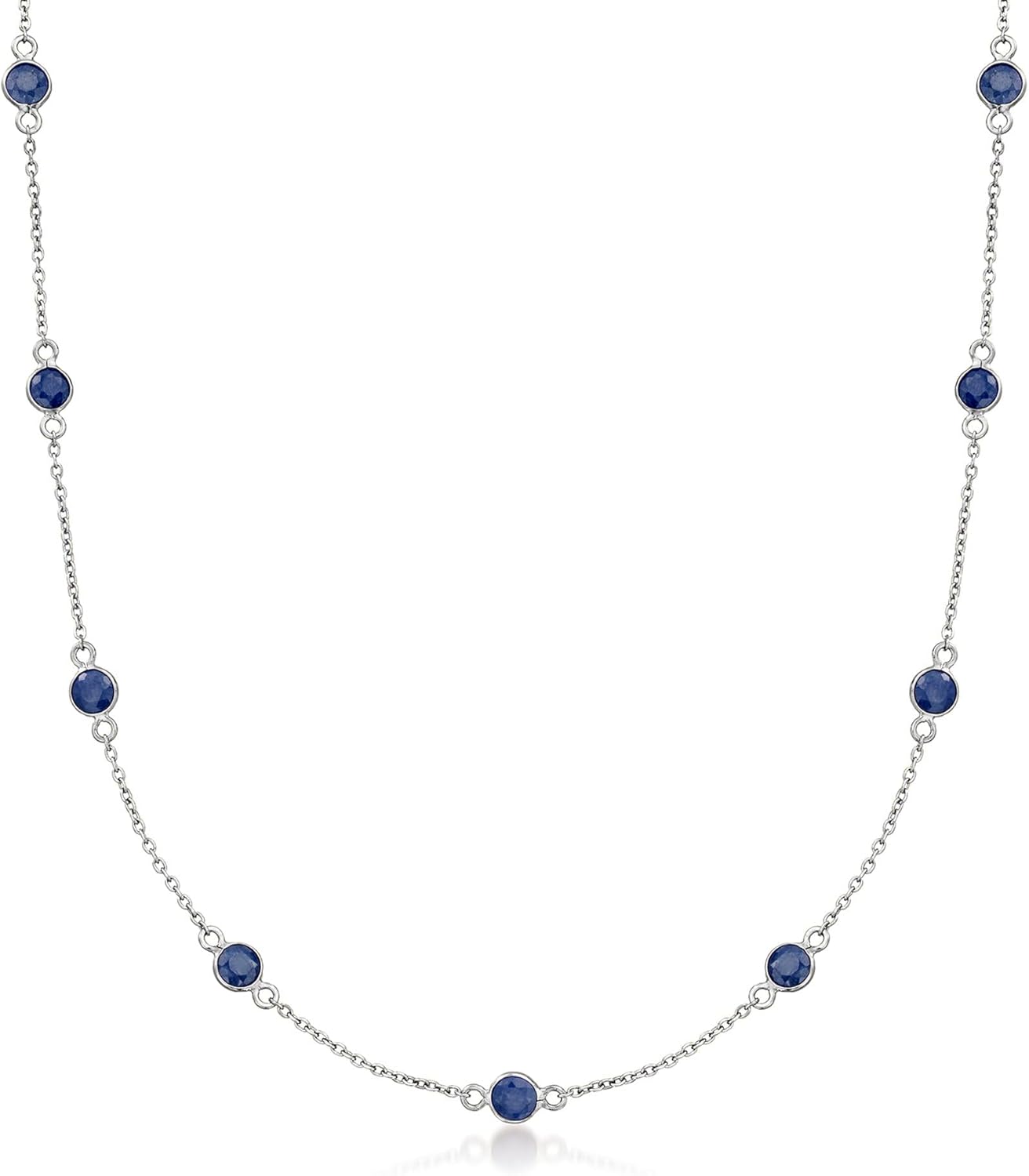 Ross-Simons 3.10 ct. t.w. Sapphire Station Necklace in Sterling Silver