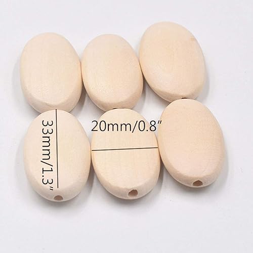 Miniatura 4 de 30 piezas de cuentas de madera sin terminar ovaladas con forma plana para manualidades y proyectos de joyería, 1.299 x 0.787 in