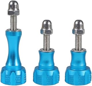 NovelGoal CNC Aluminum Long Short Thumb 3pcs Knob Bolt Nut Adapter Screws Compatible with GoPro Hero 8 7 6 5 4 Connector (Blue)