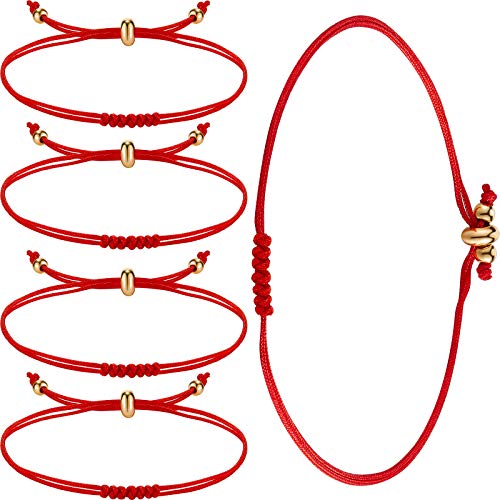 Hicarer 12 Pieces Kabbalah Red String Bracelet for Protection 7 Knots Red Cord Bracelet for Protection Women Men Good Luck Valentine Gift
