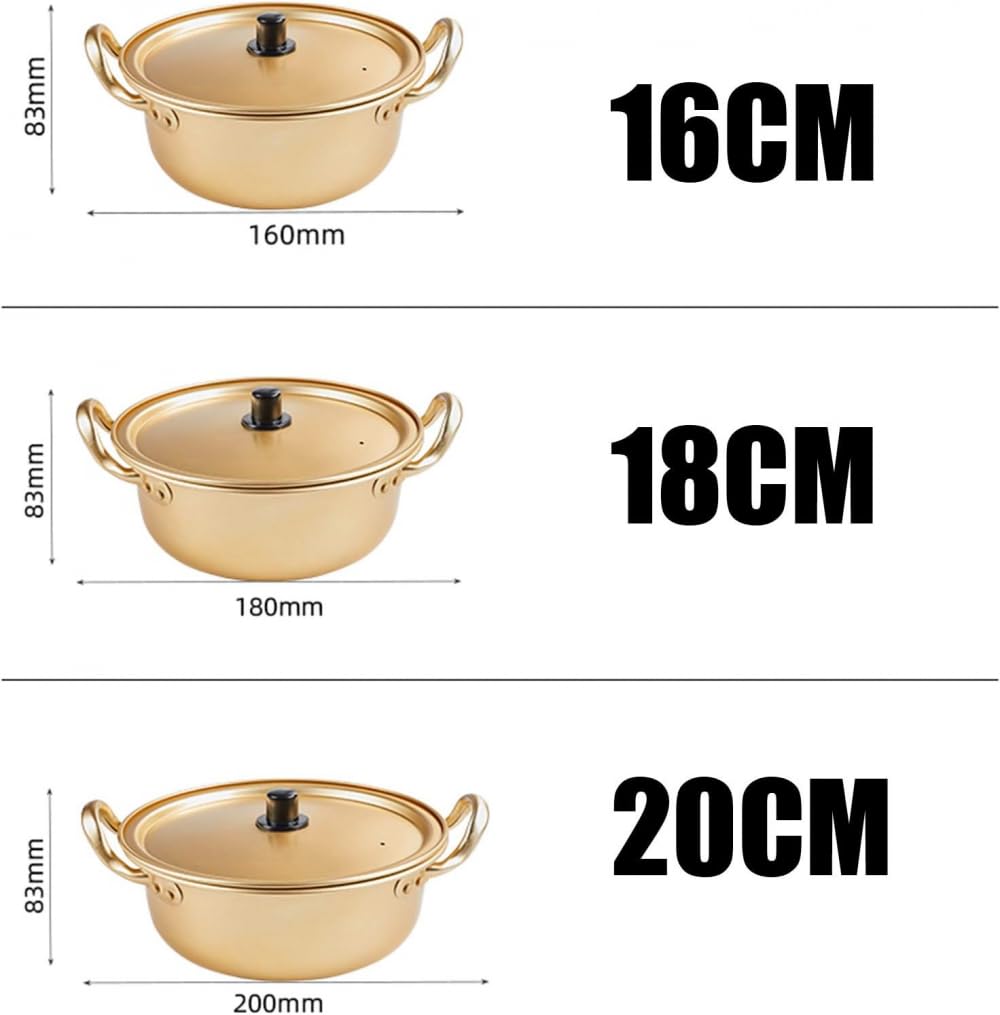 Garnek do gotowania, garnek do makaronu ramen do domu, tradycyjny aluminiowy garnek na zupę, mały garnek do zupy z pokrywką, na kemping, wędrówki, piknik