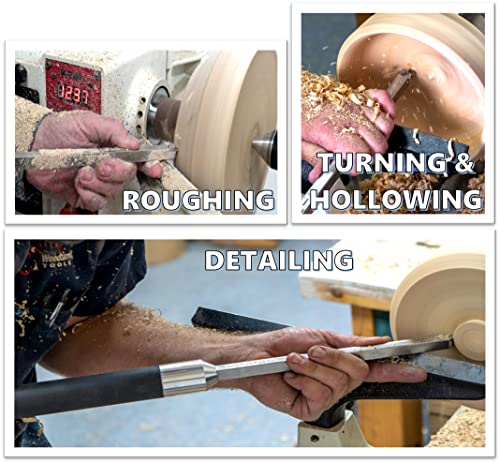 Simple Woodturning Tools Carbide Lathe Turning Tool Set Of 3 Full Size With 17" Foam Grip Handles, Usa Made #TOP5