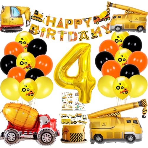 Image of Construction Birthday Party Supplies,Party Decorations Kits Construction Birthday Party Supplies Foil Balloons for Construction Theme Party