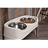 IRIS-USA-Elevated-Dog-Bowls-Dog-Food-Bowls-Elevated-for-Large-Dogs-Dog-Raised-Bowls-with-2-Stainless-Steel-Bowls-2-Quart-12-Height-Almond IRIS USA Elevated Dog Bowls