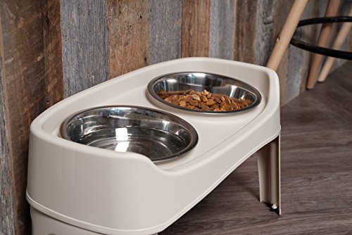 IRIS-USA-Elevated-Dog-Bowls-Dog-Food-Bowls-Elevated-for-Large-Dogs-Dog-Raised-Bowls-with-2-Stainless-Steel-Bowls-2-Quart-12-Height-Almond IRIS USA Elevated Dog Bowls