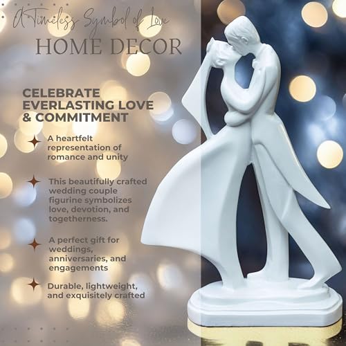 Elegant Wedding Couple Figurine – Romantic White Resin Bride & Groom Embrace Sculpture for Wedding, Anniversary, Valentine’s Gift, Tabletop Home Décor Showpiece — photo — 2 of 9