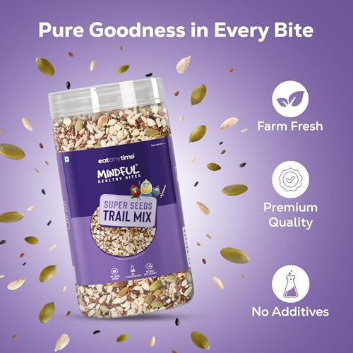 Image of EAT Anytime Super Seeds Trail Mix - 600 g| Healthy Mix of Chia, Pumpkin, Flax, Sunflower, White & Black Sesame Seeds | High Fiber & Protein | No Added Sugar, No Preservatives | Natural Antioxidants